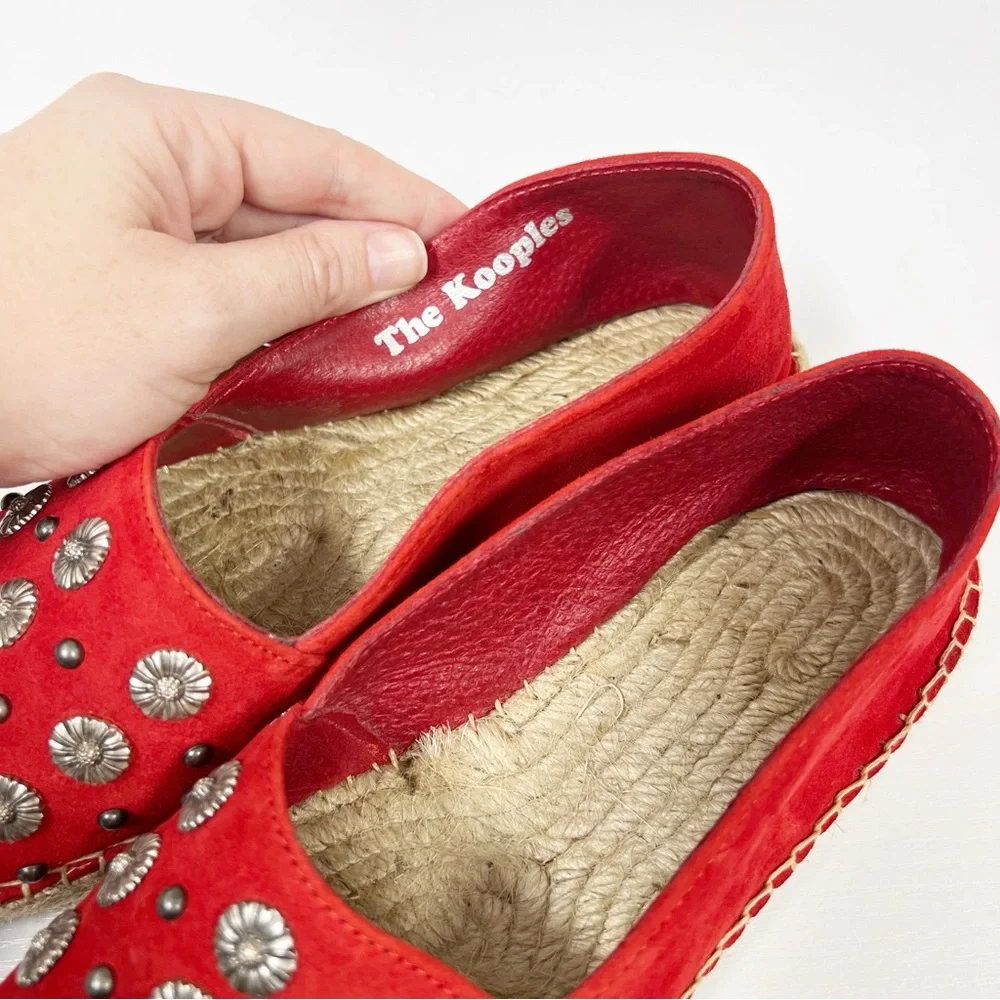 The Kooples Red Suede Studded Espadrilles 38 8